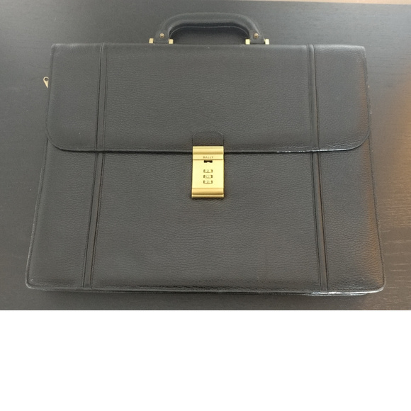 Bally Black Men's Leather Briefcase - Picture 1 of 7